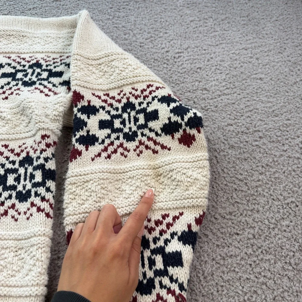 Vintage Northwest Territory Naturals Men L Fair Isle Knit Sweater Made in USA